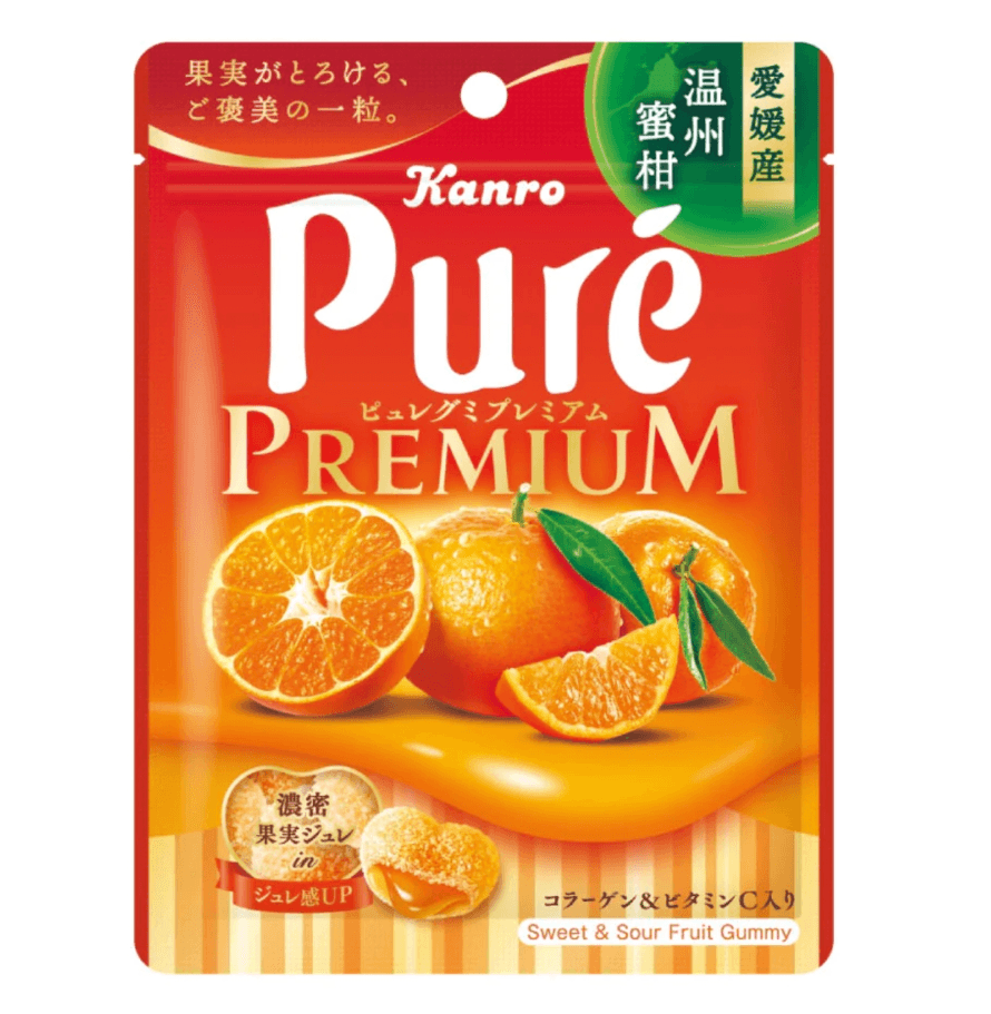 【日本直邮】KANRO pure高级系列 最新款地域限定 爱媛产温州橘子软糖 54g