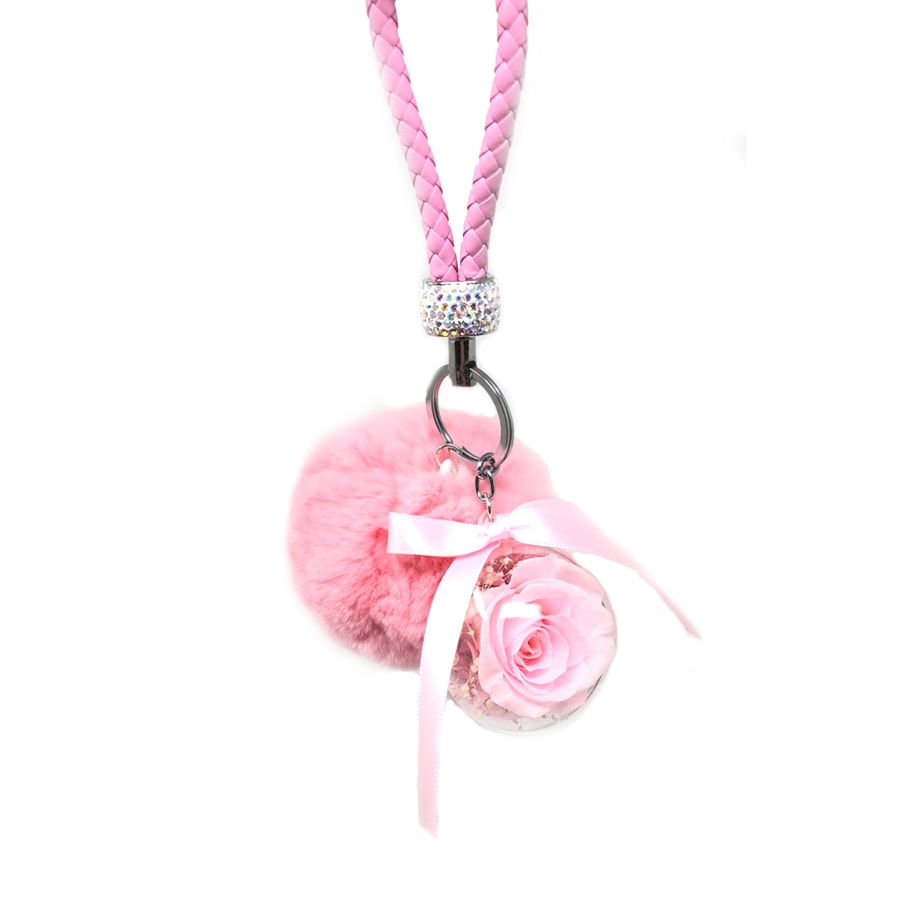 PINK PRESERVED ROSE KEY-CHAIN
