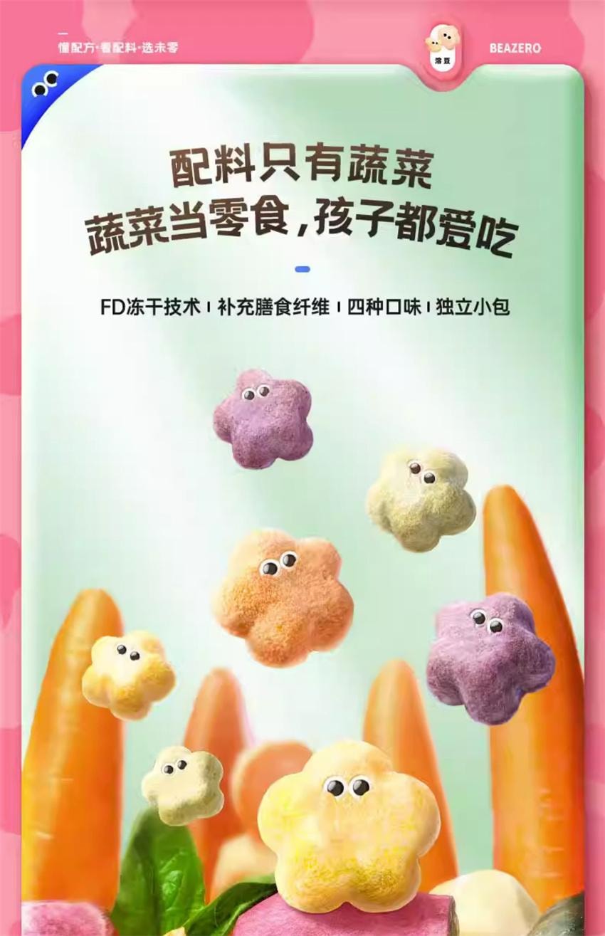 【中國直郵】 未零 海綿寶寶聯名 高鈣蔬菜溶豆 兒童零食溶豆 鷹嘴豆菠菜地瓜風味 16g/盒