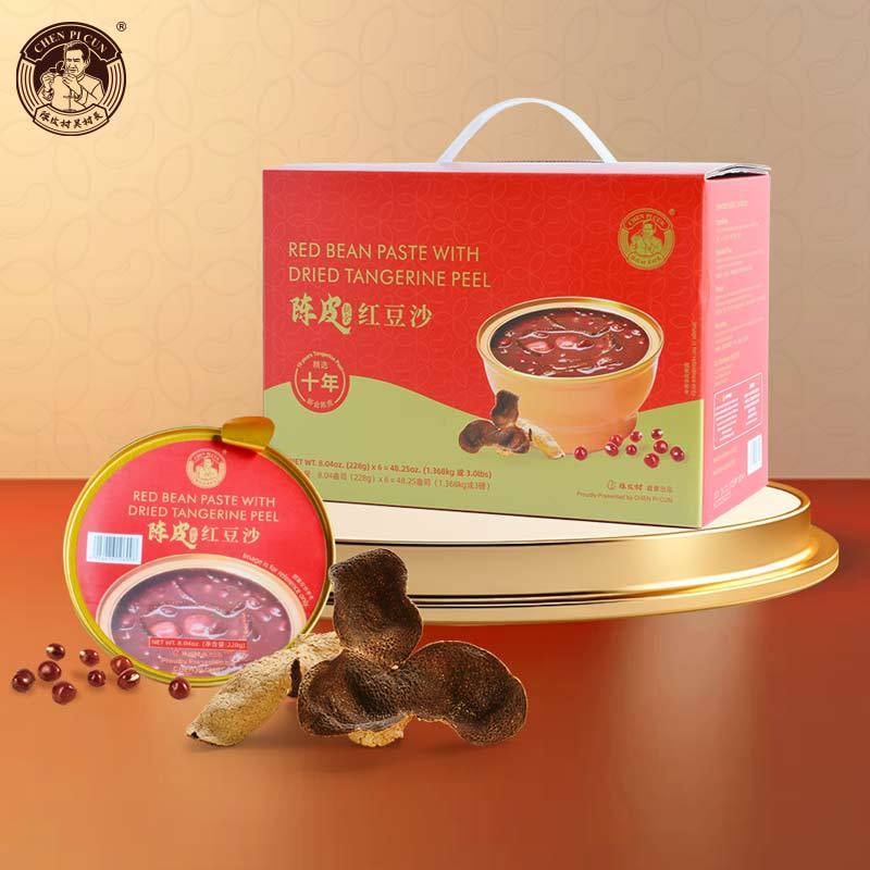  陈皮村吴村长 陈皮红豆沙礼盒装 228g *6碗即食装 精选十年新会陈皮