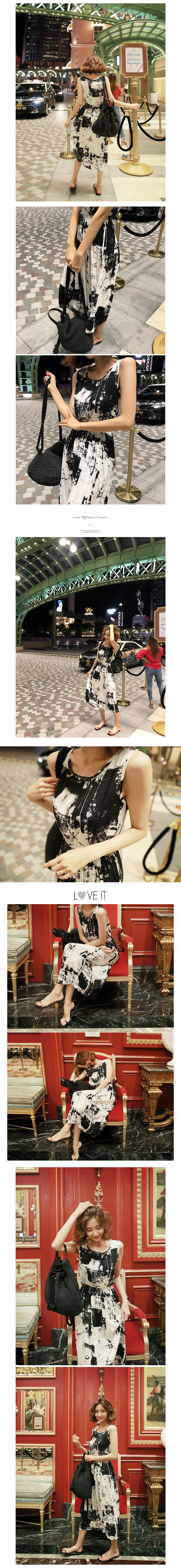 [KOREA] Ink Painting Sundress #Black&White One Size(S-M) [Free Shipping]