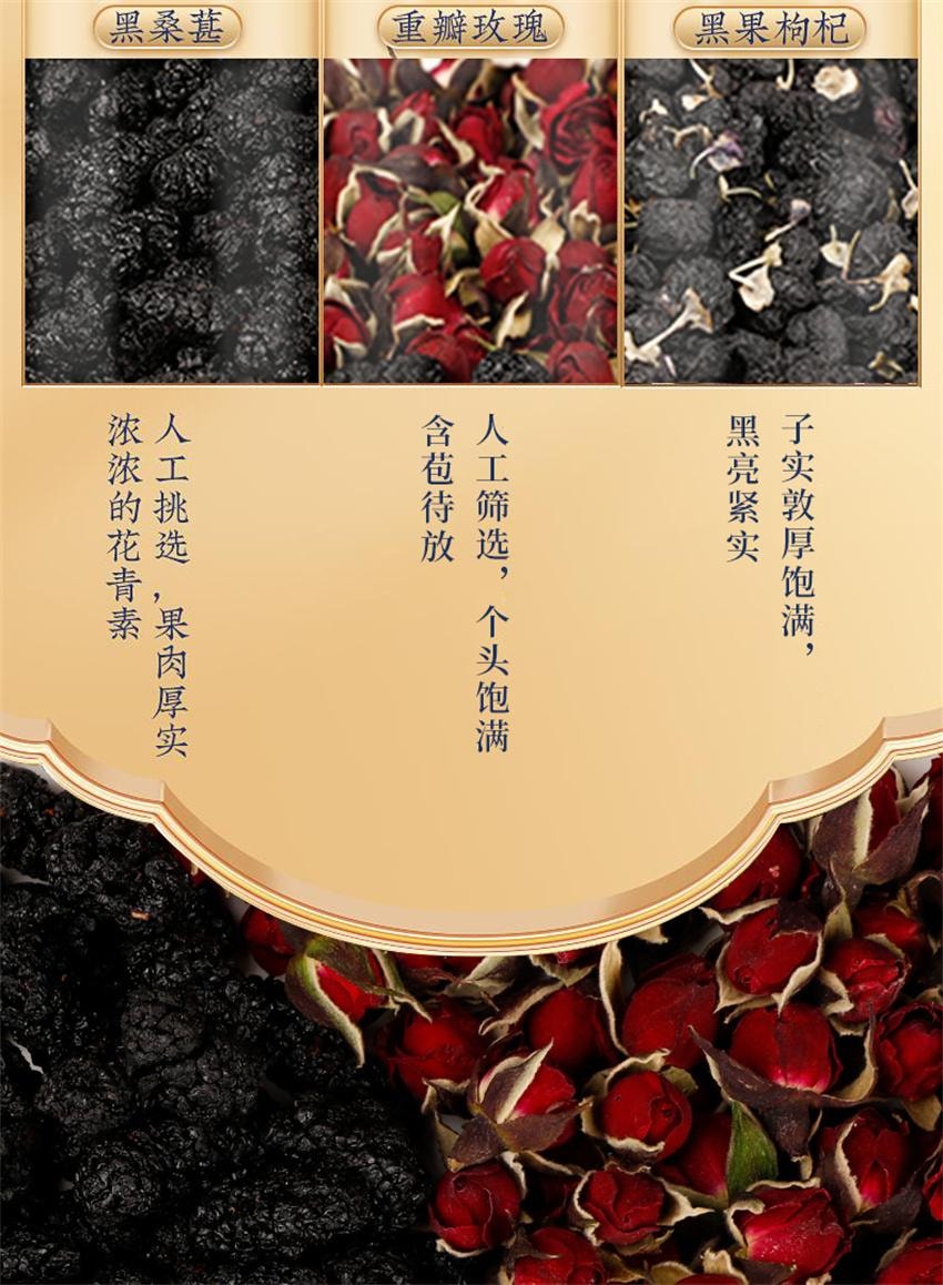 【中国直邮】 沁晚香 黑枸杞桑葚玫瑰茶 滋阴补肾 美容养颜 调理气血 早C晚A花茶叶 120g/盒