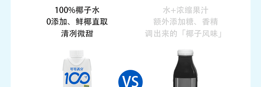 可可满分 100%NFC椰子水 纯椰汁 0糖0脂低卡 330ml 【DIY椰青美式】【亚米独家】