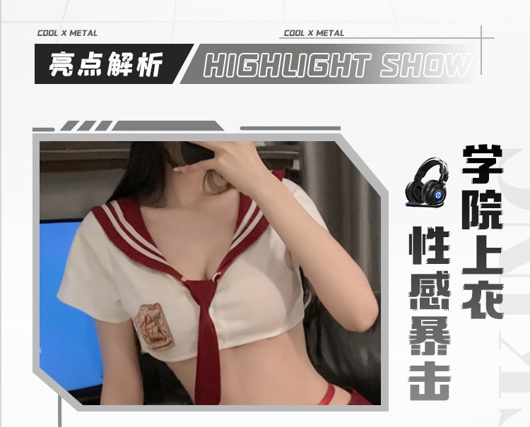 【中國直郵】霏慕 日系校園純欲齊臀JK套裝情趣內衣性感露臀水手製服