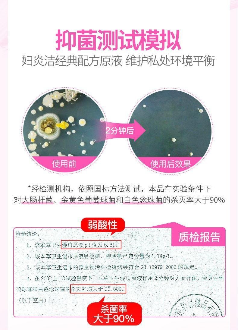 【中國直郵】 婦炎潔 本草衛生濕紙巾28片/盒 獨立包裝 女性私人清潔殺菌 姑姑伴侶