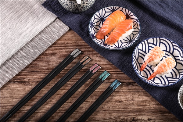 Japanese Style Alloy Chopsticks Set Rose Flower Pattern Chopsticks 5 Pairs / Set
