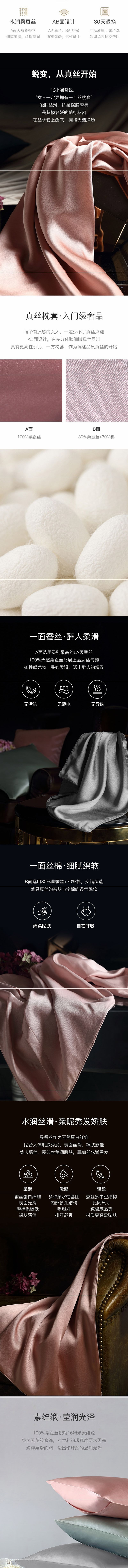 【美仓发货 5-7日达】网易严选 真丝枕套+眼罩 粉色King (枕套粉色20x36英寸+眼罩粉色7.87x4.5英寸)