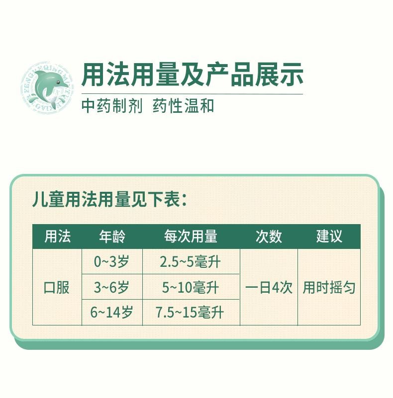【中國直郵】 華山牌 小兒風熱清合劑 止咳利咽 用於鼻塞流涕咽喉紅腫疼痛 60ml*1瓶/盒