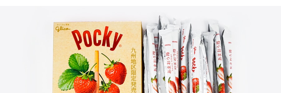 日本GLICO格力高 Pocky百奇 九州草莓巧克力涂层饼干棒 15枚入