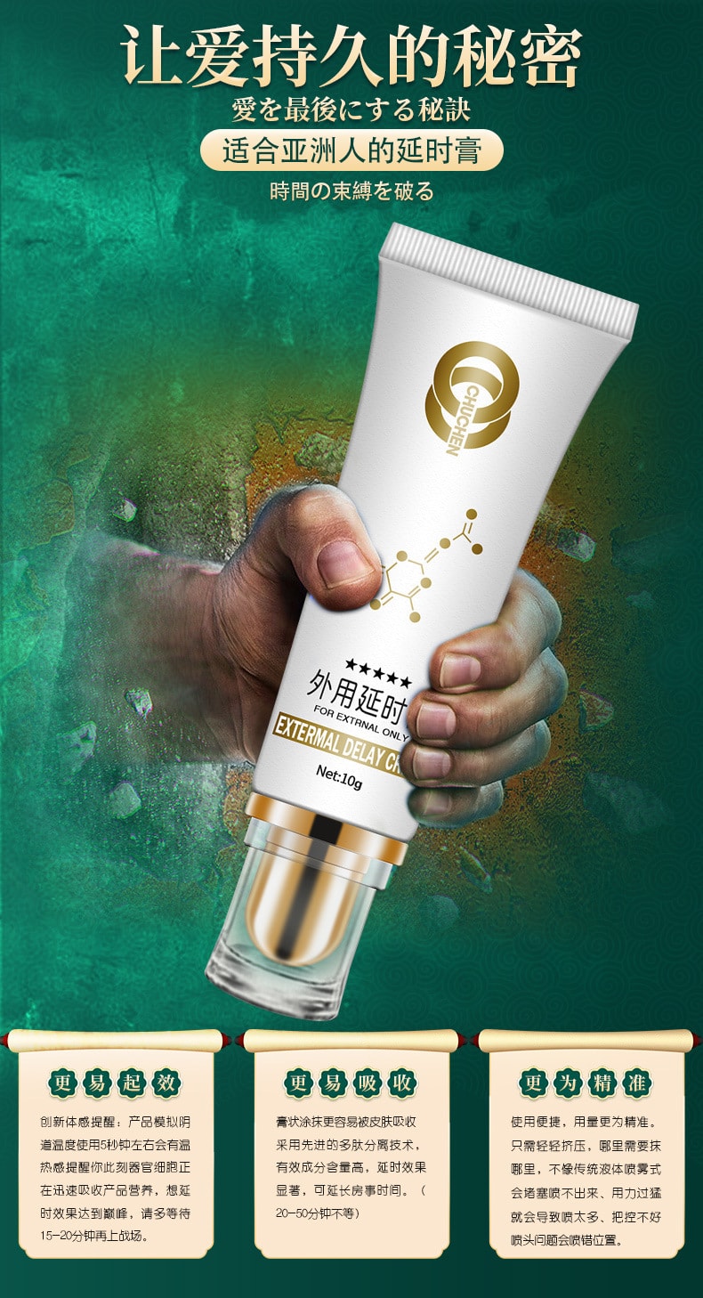廣藥白雲山 初辰男士外用延時膏白金版外用持久男性外用延長時間不麻情趣用品 10g 情人節必備