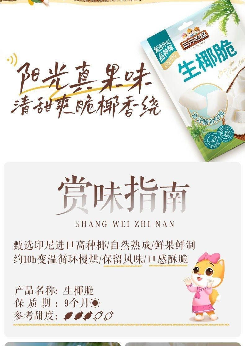 三只松鼠 生椰脆即食薄脆椰果休闲果干蜜饯零食100克*1袋