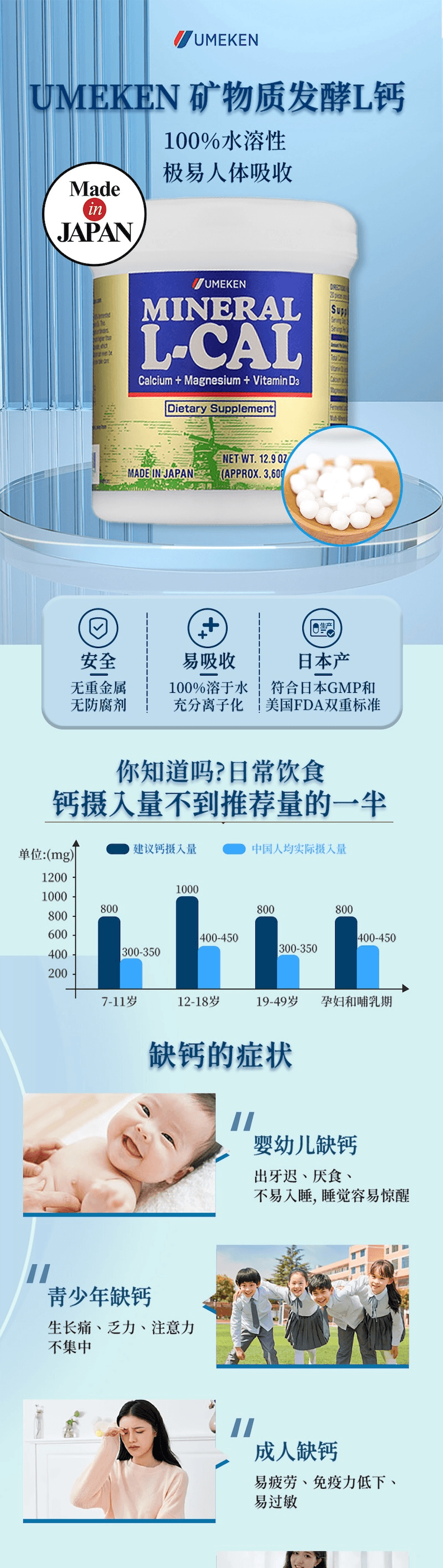 【日本產】UMEKEN 发酵矿物质L钙丸 360克【 小颗粒好吞咽】【100%水溶性好吸收💧可煮饭煲汤】【轻松补钙不怕便秘】【矿物质+维D3+镁协同吸收】【 煮饭煲汤可加入】【孕妈/熬夜族/骨骼养护必备🦴💪】