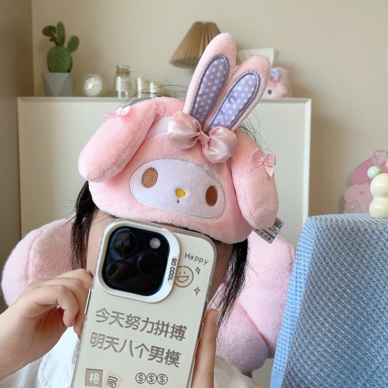 【中國直郵】 FOXTAIL 三麗鷗睡眠護眼罩 卡通可愛 毛絨眼罩 女生辦公室午睡遮光-必愛諾 1個*|預計到達時間3-4週