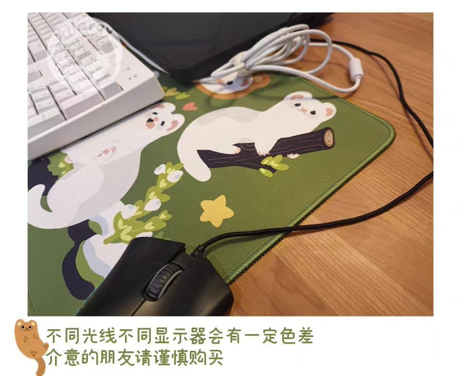 【中國直郵】過敏元件 滑鼠墊 電競滑鼠墊軟桌墊桌面裝飾-長款30cm*70cm 雪貂 1件丨*預計到達時間3-4週