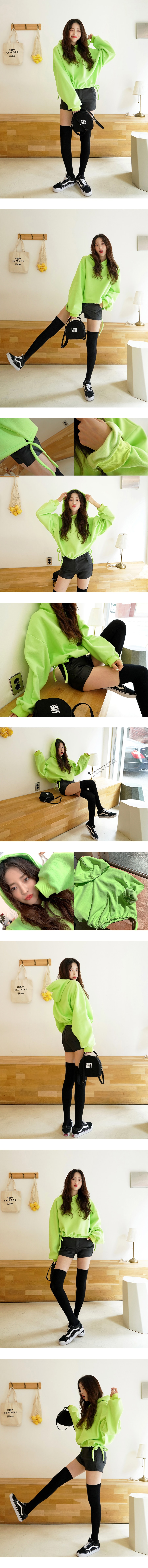 Cropped Hoodie #Light Green One Size(S-M)