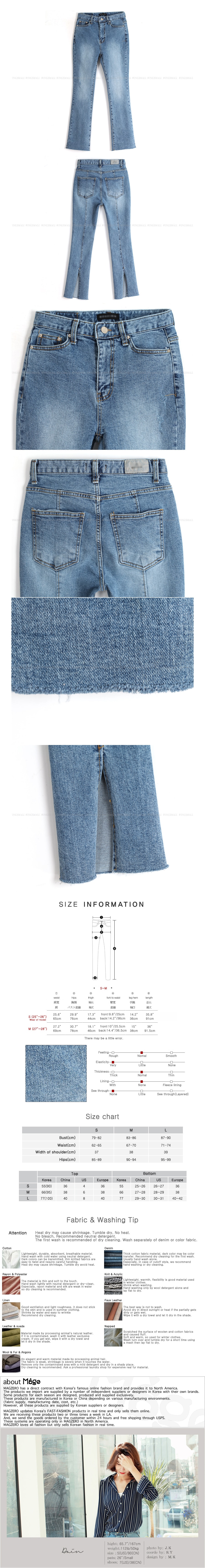KOREA [Free Shipping] Split-Back Boot-Cut Ankle Jeans #Light Blue S(25-26)