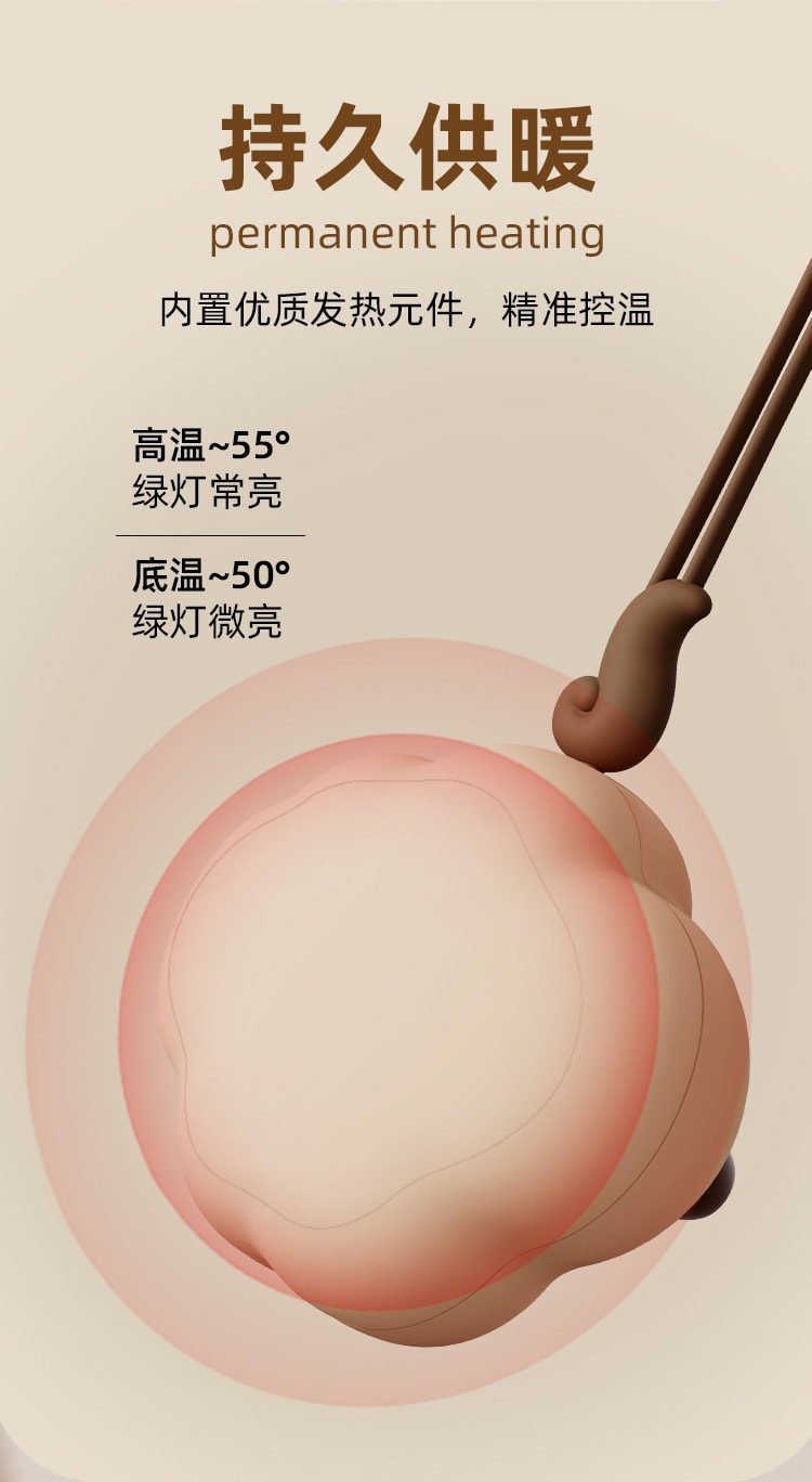 【中国直邮】梵洛  便携暖手宝迷你萌宠卡通usb充电暖手宝夜灯   萌鸭