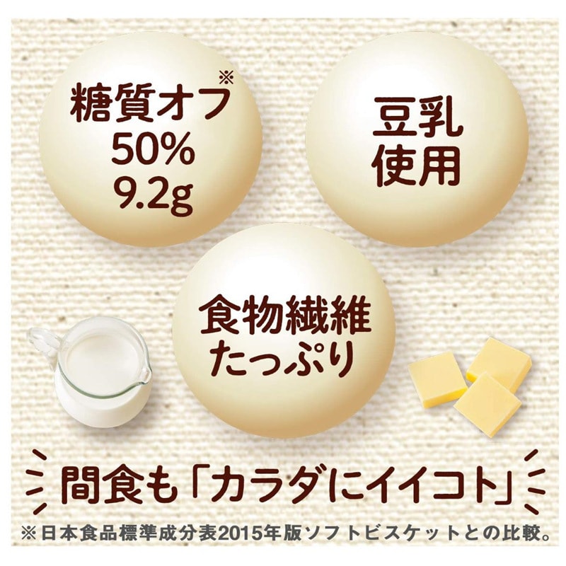 【日本直邮】格力高GLICO SUNAO 糖质50%OFF低脂减肥代餐 豆乳黄油小饼干 15枚×2袋入