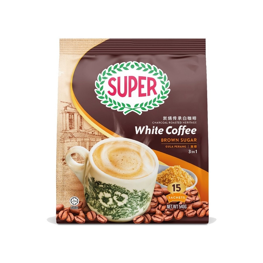 【马来西亚直邮】 马来西亚 SUPER 超级 炭烧黄糖三合一白咖啡 36g x 15