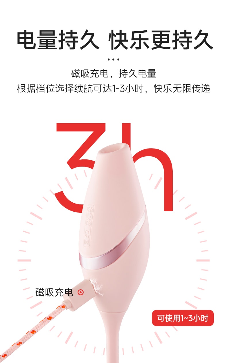 【赠送超搭润滑油】KISSTOY 新款Cathy 3.0炮机双头吮吸震动棒女性情趣用具 成人用品 粉色 