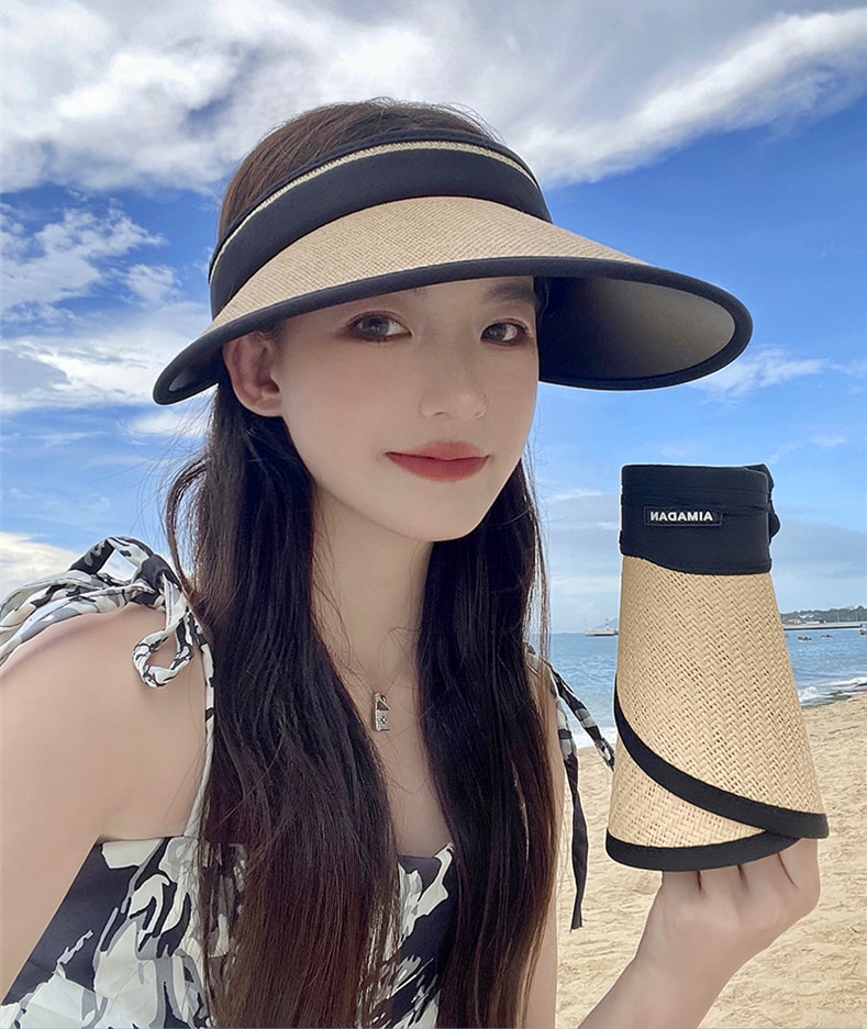 Summer Large Brimmed Hat Outdoor Hollow Top Sun Shade UV Protection  Foldable Sun Hat Deep Gray - Yamibuy.com