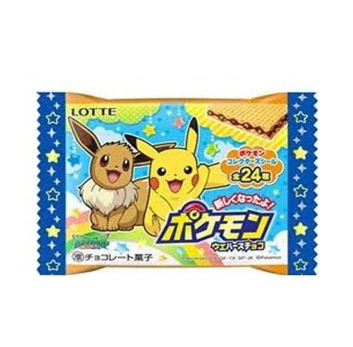 【日本直郵】日本LOTTE Pokemon 威化巧克力餅乾 內送Pokemon貼紙 共24種圖案 包裝隨機 1枚入