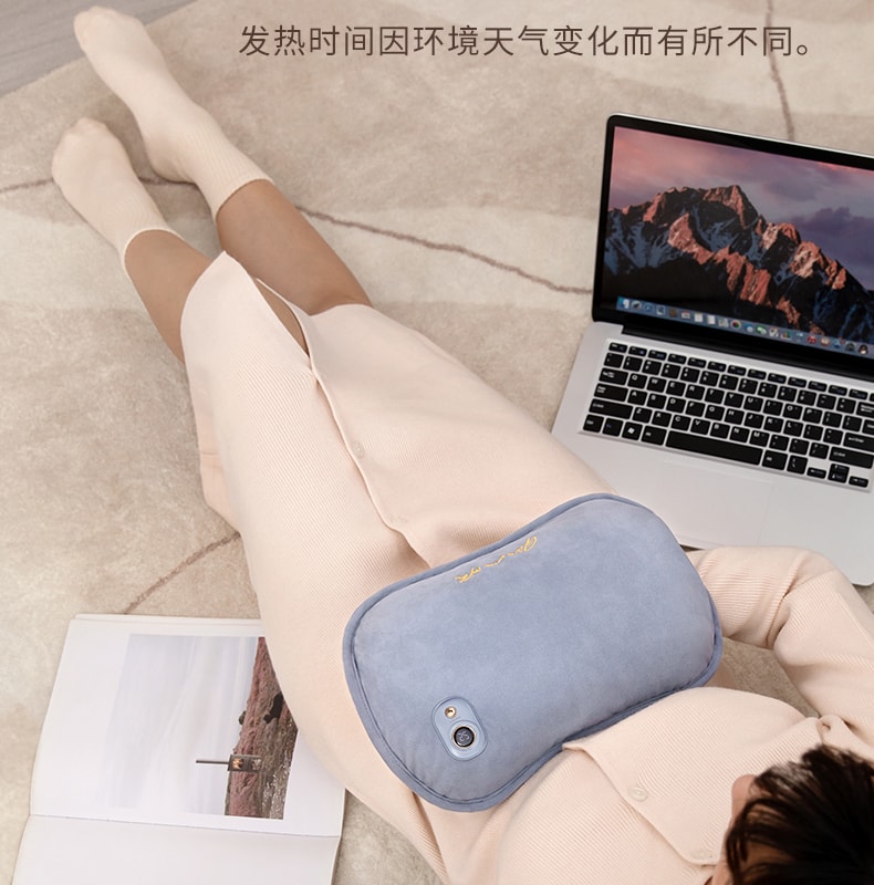 【中国直邮】 冇心 暖手袋充电式防爆秋冬暖宝宝女生用毛绒可爱敷肚子热水袋暖手宝神器 造梦蓝+充电宝