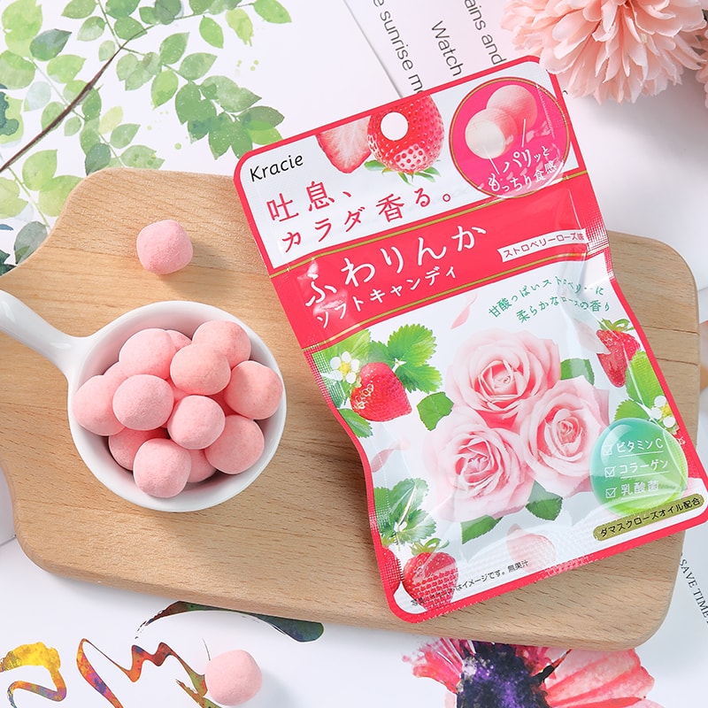 日本 KRACIE 嘉娜宝 草莓玫瑰香体软糖 32g Exp. Date 01-2021