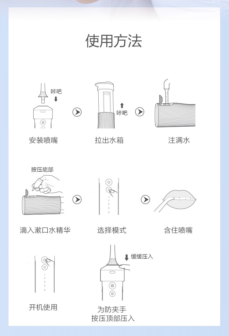 【中国直邮】素士冲牙器W1樱花粉