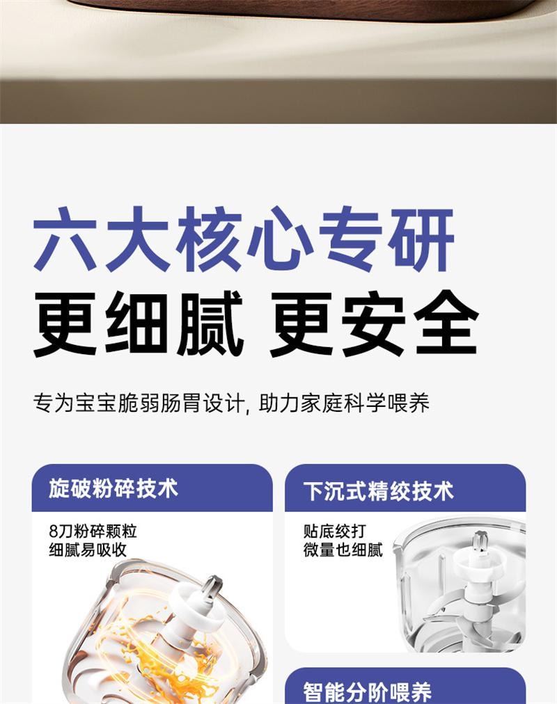 【中國直郵】 十月結晶 輔食機嬰兒寶寶料理機打泥工具兒童破壁家用小型多功能 升級雙杯8刀款白色