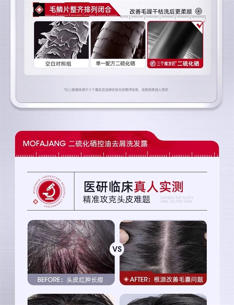 【中国直邮】 三个魔发匠 二硫化硒去屑洗发水毛囊清洁控油蓬松止痒洗头膏 400ml