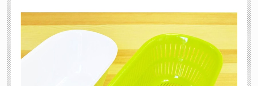 日本KOKUBO小久保 長型塑膠可濾水雙層洗菜盆脫水器 #蘋果綠 一組入