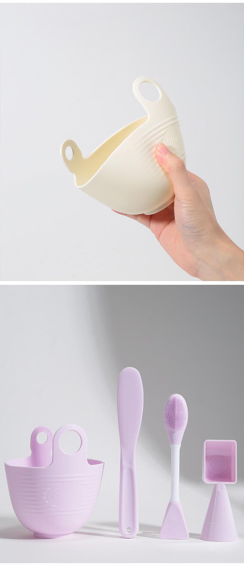  上野拉美拉 大矽膠面膜碗套裝 DIY自製 面膜 泥膜 雙頭按摩 面膜刷 4件套 1份