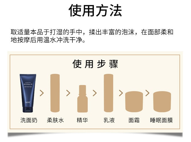 韓國A.H.C 高效透明酸B5深層清潔保濕補水洗面乳潔面 180ml