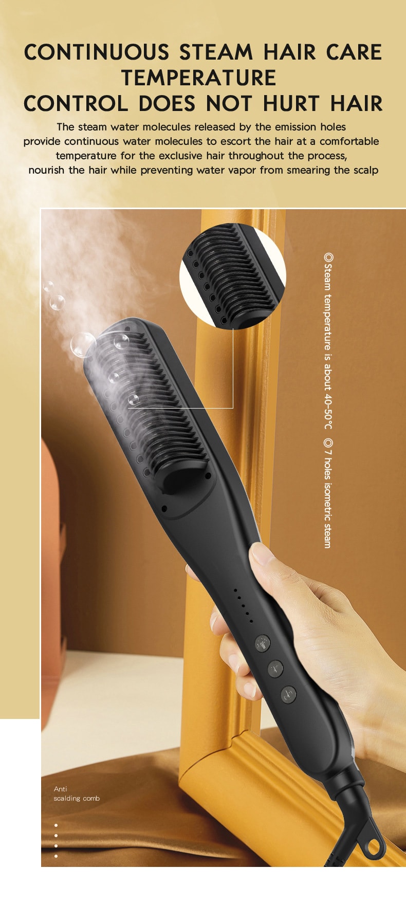 中國 K·SKIN金米 蒸汽直髮梳 水離子護髮 可拆卸儲水盒 美髮兩用 KD880 1台