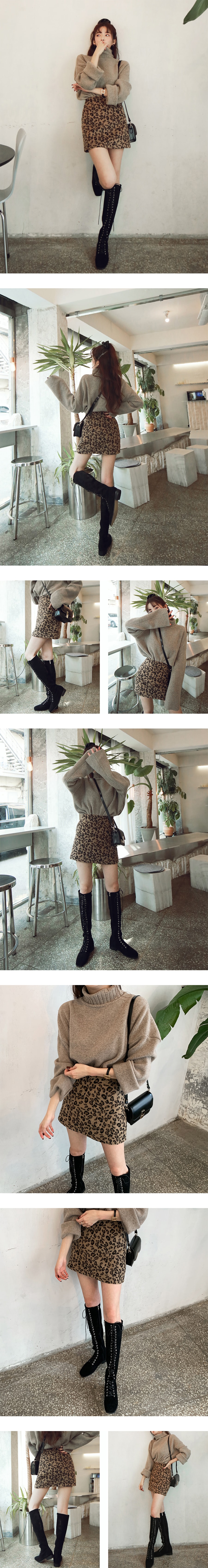 SSUMPART High Rise Leopard Mini Skirt #Brown M(27-28)