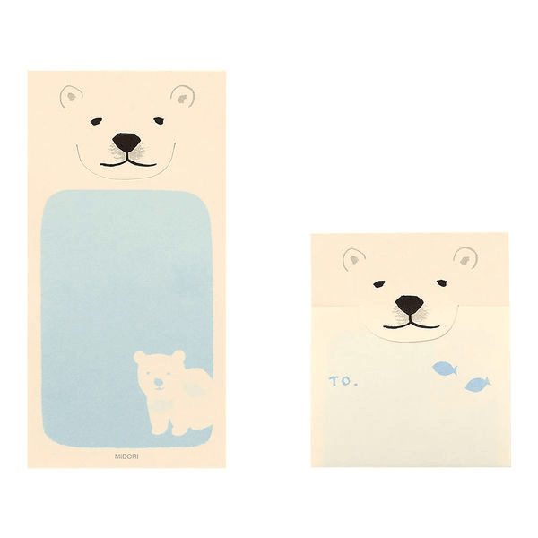 【日本直邮】Midori 可撕折叠便利贴 手账日记 记事本用 熊熊抓鱼 20张
