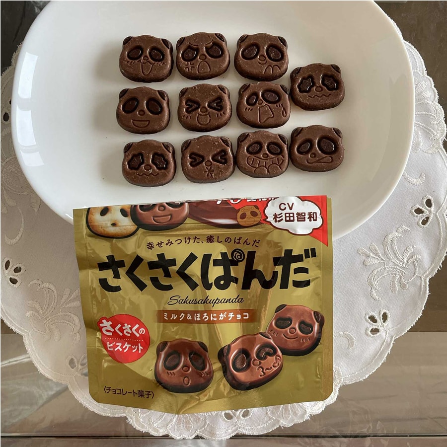 【日本直邮】KABAYA卡巴也 熊猫头可爱造型 巧克力饼干 47g