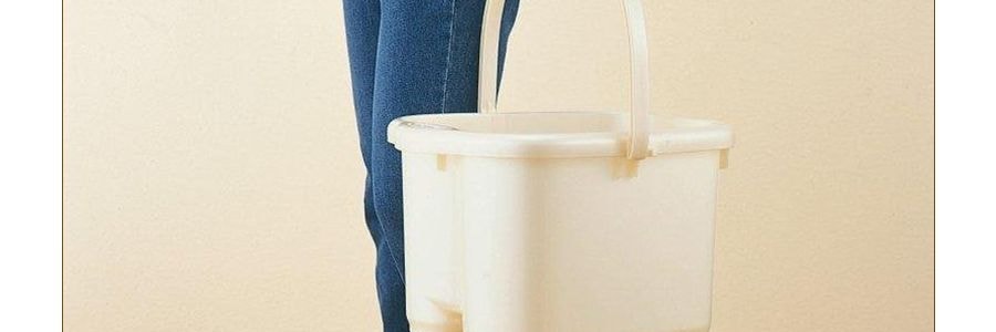 日本INOMATA 手提泡腳桶足浴桶 #米色 1零件入【顆粒按摩】37×37×24.3cm