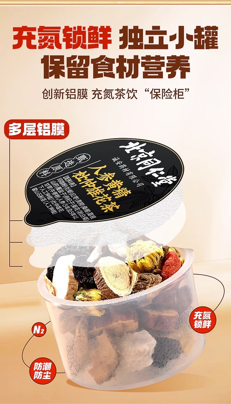 【中国直邮】北京同仁堂   人参黄精杜仲雄花茶枸杞保健养生茶代用茶具有镇静、改善睡眠、减肥   225g(15*15罐)