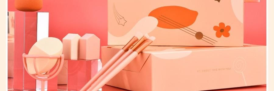 MLIAN瑪莉安 輕顏時光甜點美妝蛋套盒 化妝刷粉撲收納8件套裝組合