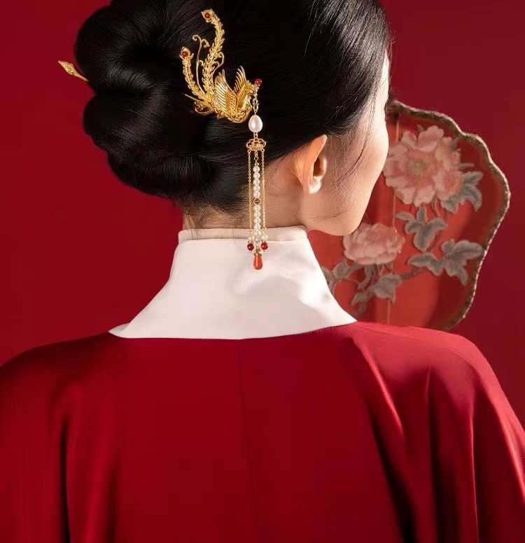 【中国直邮】故宫淘宝 有凤来仪凤凰发簪 高级感新中式发钗簪子盘发流苏步摇 1件丨*预计到达时间3-4周