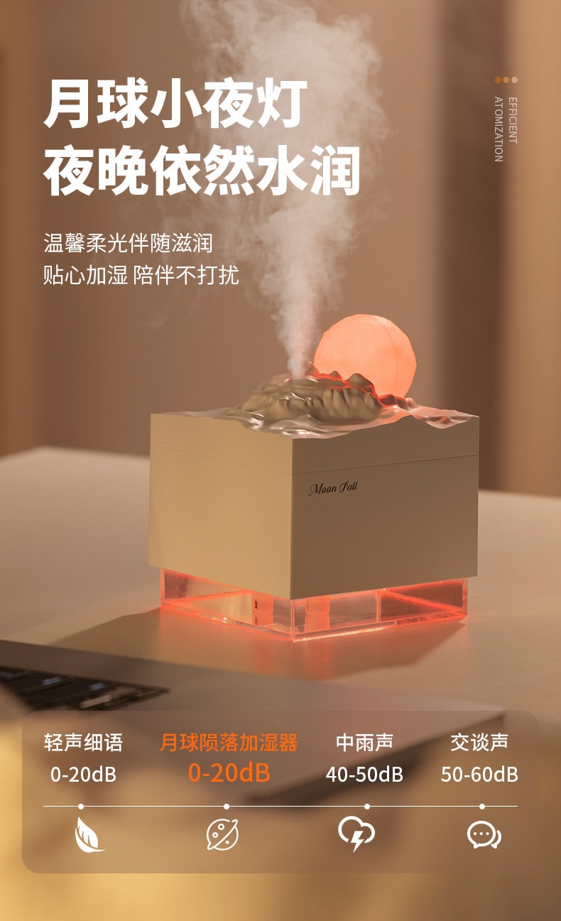 中国 LLD乐乐多 新款月球陨石迷你加湿器家用办公室桌面卧室大雾量 白色 1件