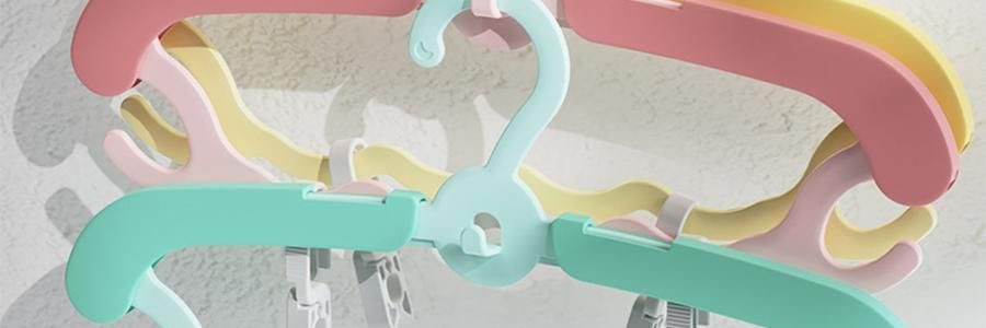 兒童專用衣架 附褲夾多功能晾衣架 寶寶衣物掛架 5只裝 檸檬黃