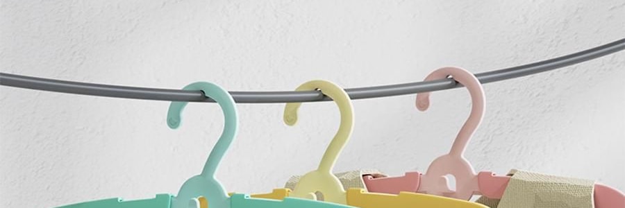 兒童專用衣架 附褲夾多功能晾衣架 寶寶衣物掛架 5只裝 檸檬黃