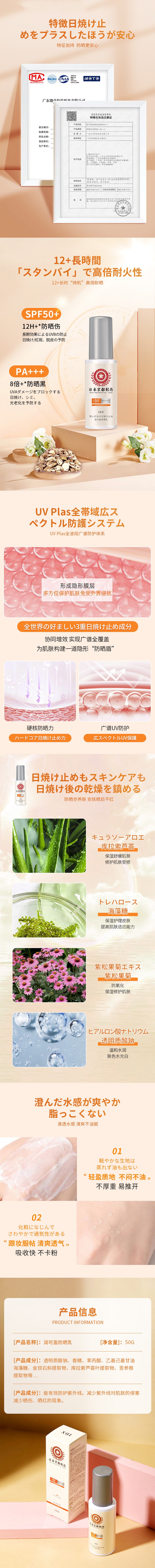 【白鹿代言】日本 京都製藥 IDX 長效防曬乳 不油膩提亮膚色 50g SPF50+ PA+++