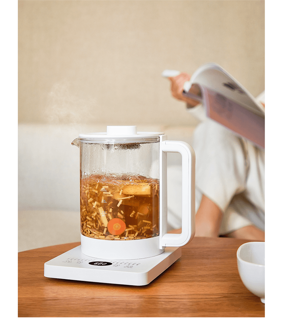 Health Kettle Silent Rapid Boil Multi-Function Glass Auto Keep Warm 1.5L White Supports 100–220V usable in the US.