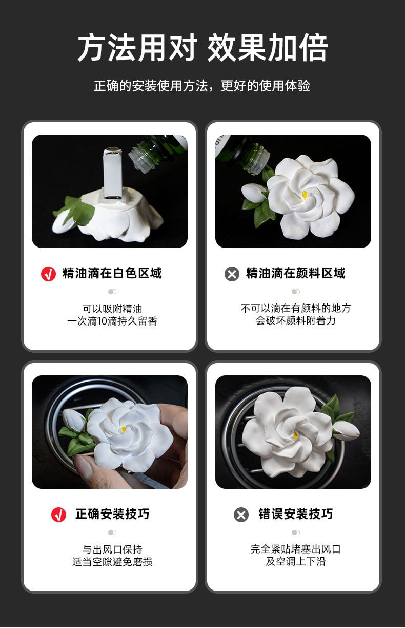 【中國直郵】親太太 車上香薰擴香石汽車空調出風口裝飾車用香水女生車內飾擺件 梔子花