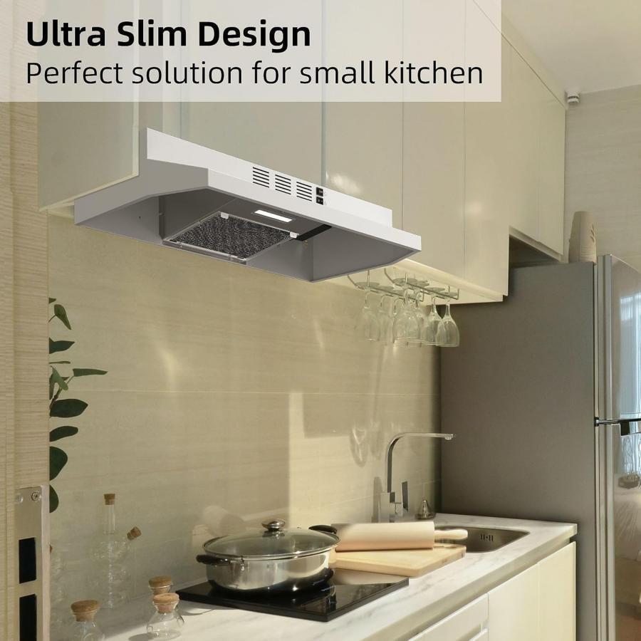 美国 SNDOAS 30英寸橱柜下抽油烟机带LED灯和2档排气扇白色