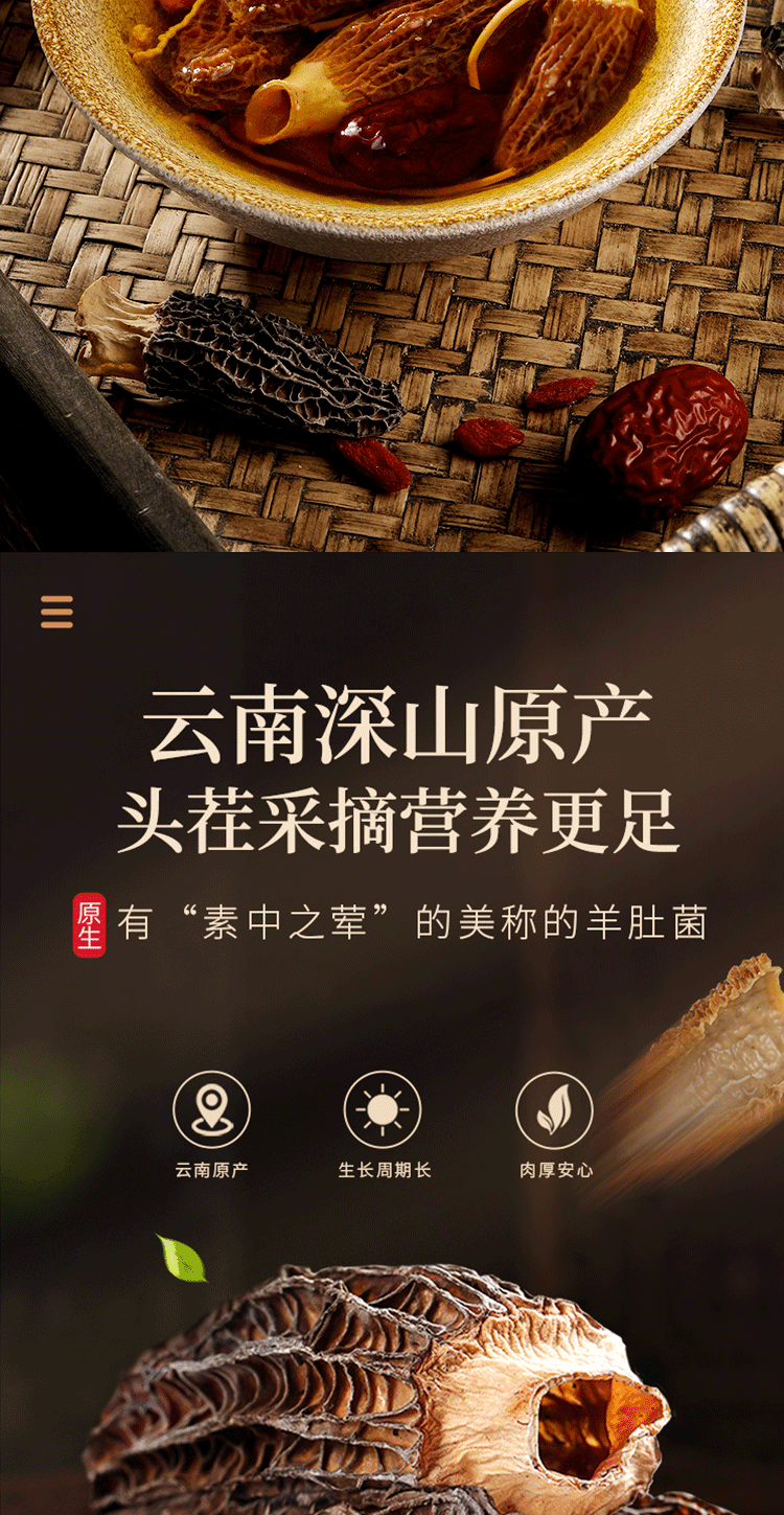 【中國直郵】 福東海 羊肚菌 山珍菌菇 乾貨特產 煲湯燉雞食材 滋補品50g